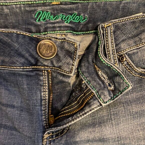 Wrangler Boho Mid Rise Bootcut Western Denim Jeans Size 7/8 32 - Picture 7 of 9